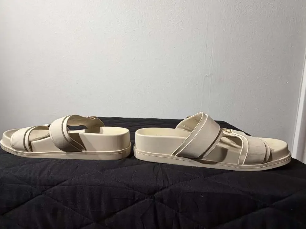 A New Day Marcy Two-Band Buckle Footbed Sandals in Cream